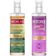 Restorex Sağlıklı Uzama Etkili Sıvı Saç Kremi 200 Ml+Bioblas Argan Yağlı Sıvı Saç Kremi 200 Ml