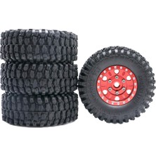 Flower World 4x 124 Rc Kauçuk Tekerlek Lastikleri Eksenel SCX24 Kamyonlar Değiştirmeler Dıy Accs Kırmızı (Yurt Dışından)