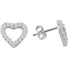 Altın Sepeti Taşlı Gümüş Kalp Küpe