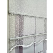 Bbb Tomurcuk Desenli Çift Mekanizmalı Tül Stor Perde Ekru MT2012