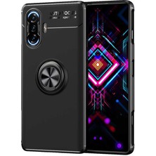 Caseworld Xiaomi Redmi K40 Gaming Kılıf Renkli Yüzüklü Manyetik Silikon Kapak Siyah - Siyah