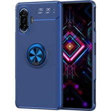 Caseworld Xiaomi Redmi K40 Gaming Kılıf Renkli Yüzüklü Manyetik Silikon Kapak Mavi - Mavi