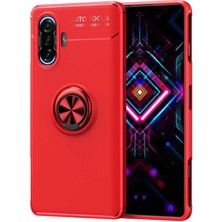 Kılıfmania Xiaomi Redmi K40 Gaming Kılıf Renkli Yüzüklü Manyetik Silikon Kapak Kırmızı - Kırmızı