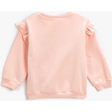 Koton Fırfırlı Sweatshirt Peluş Detaylı Bisiklet Yaka Şardonlu