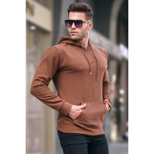 Madmext Kahverengi Kapüşonlu Basic Sweatshirt 6014