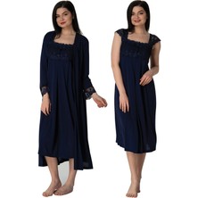 Effortt Model Lohusa Gecelik Takımı Sabahlıklı 2302 Lacivert