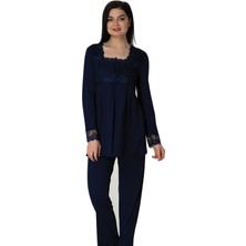 Effortt 2403 Model  Lacivert Lohusa Pijama Takımı 2403