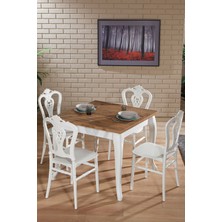Carisma Beyaz / Sirius Sabit Masa - 4 Sandalye 1 Masa / Salon - Mutfak Masa Takımı