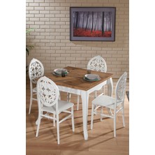 Venüs Beyaz / Sirius Sabit Masa - 4 Sandalye 1 Masa / Salon - Mutfak Masa Takımı