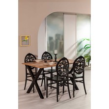 Matrix Maxima Açık Ceviz / Venüs Mutfak Masa Takımı - Siyah