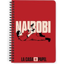 Zeron Tasarım La Casa De Papel Nairobi Baskılı Spiralli Ahşap Kapaklı Defter 15X20 cm DFT4817