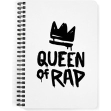 Zeron Tasarım Queen Of Rap Baskılı Spiralli Ahşap Kapaklı Defter 15X20 cm DFT1696