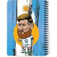 Lionel Messi Baskılı Spiralli Ahşap Kapaklı Defter 15X20 cm DFT4407