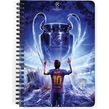 Zeron Tasarım Lionel Messi Baskılı Spiralli Ahşap Kapaklı Defter 15X20 cm DFT4464