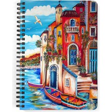 Zeron Tasarım Istanbul Baskılı Spiralli Ahşap Kapaklı Defter 15X20 cm DFT5565