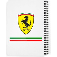 Zeron Tasarım Ferrari Baskılı Spiralli Ahşap Kapaklı Defter 15X20 cm DFT6725