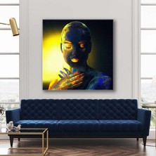 SML Tablo Neon Makyajlı Kadın Kanvas Tablo