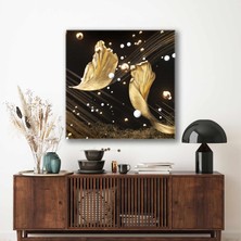 SML Tablo Gold Yapraklar ve Inciler Kanvas Tablo