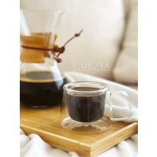 Guezia Isıya Dayanıklı Kuplu Çift Cidarlı Espresso Bardak | Kahve Bardağı | Borosilikat 1 Adet | 200 ml