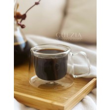 Guezia Isıya Dayanıklı Kuplu Çift Cidarlı Espresso Bardak | Kahve Bardağı | Borosilikat 1 Adet | 200 ml