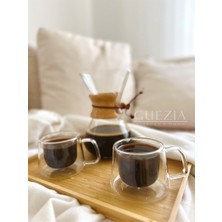 Guezia Isıya Dayanıklı Kuplu Çift Cidarlı Espresso Bardak | Kahve Bardağı | Borosilikat 2 Adet | 200 ml