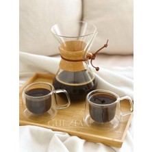 Guezia Isıya Dayanıklı Kuplu Çift Cidarlı Espresso Bardak | Kahve Bardağı | Borosilikat 2 Adet | 200 ml