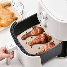 Buffer 50 Adet Air Fryer Pişirme Kağıdı Tek Kullanımlık Hava Fritöz Yağ Geçirmez Yapışmaz Gıda Pişirme Kağıdı Delikli Kare Model