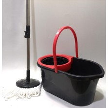 abnturk Microfiber Püsküllü Dönerli Mop Temizlik Kova Seti 360°METAL Saplı Santrafüj Sistem Sık-Sil-Yıka-Arı