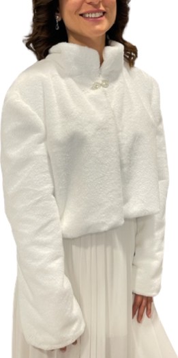 New in Style Newin Style Beyaz Dik Yaka Gelinlik Ceket Gelin Kürk Etol Bolero M10