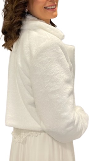 New in Style Newin Style Beyaz Ceket Kesim Abiye Gelinlik Etol Kürk Etol Gelin Bolero M4 görsel 2