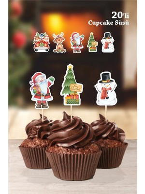 Neşeli Günlerim Yılbaşı Christmas Cupcake Süsü 20'li