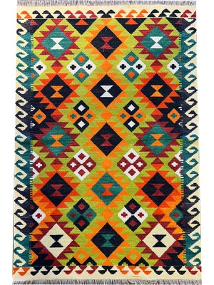 Rugs Modern Cotton 563 Etnik Eskitme Desenli Dokuma Taban Çok Renkli Kilim