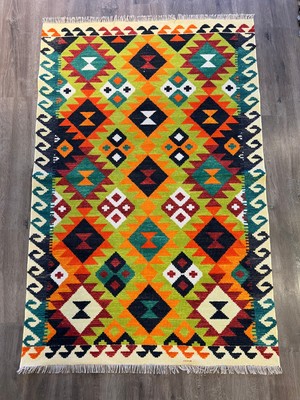 Rugs Modern Cotton 563 Etnik Eskitme Desenli Dokuma Taban Çok Renkli Kilim