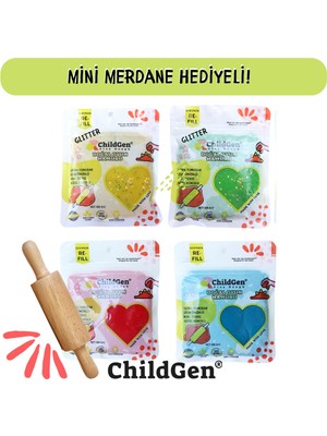 ChildGen Doğal Oyun Hamuru Mini Merdane 4'lü Set 4 x 125 gr Vakumlu Kartuş Paket - Ecopack-Refill