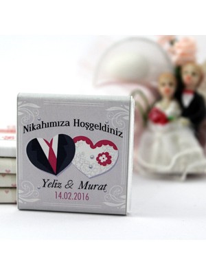 Dark Brown Nikah Çikolatası Kişiselleştirilebilir El Yapımı Madlen Çikolata Nkk3 48 Adet
