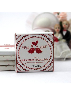 Dark Brown Nikah Çikolatası Kişiselleştirilebilir El Yapımı Madlen Çikolata NKK24 48 Adet