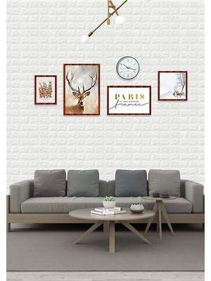 BienHome 50 x 50 cm 0,27 M² Kendinden Yapışkanlı Duvar Kağıdı Esnek Köpük Paneli 3D Boyutlu Tuğla Desen Beyaz