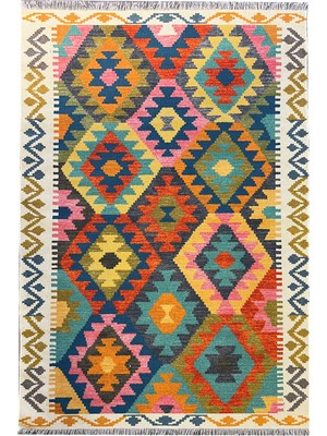 Rugs Modern Cotton 562 Etnik Eskitme Desenli Pastel Tonlarda Dokuma Taban Kilim