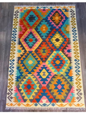 Rugs Modern Cotton 562 Etnik Eskitme Desenli Pastel Tonlarda Dokuma Taban Kilim