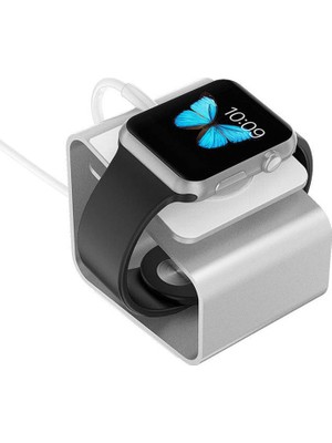 Microcase Apple Watch Uyumlu Se 2022 40MM-44MM Için Alüminyum Şarj Standı - Gümüş AL3075