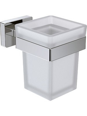 Line Bathroom Diş Fırçalık Buzlu Cam Krom
