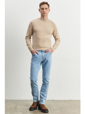 Altınyıldız Classics Erkek Açık Mavi Slim Fit Dar Kesim Magic Denim Esnek Jean Kot Pantolon