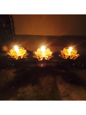 Chasoe Tereyağı Lambası Tutucu 3 Tealight Mum Tutucu Stand Altın Tapınaklar Şamdan (Yurt Dışından)