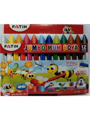 Fatih Jumbo Mum Boya 12 Renkli Üçgen Kalemler Çocuklar İçin Yerli Üretim