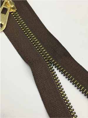 Karan Tuhafiye Çanta Fermuarı / Metalik Görünüm/ Gold 50 cm Kahve