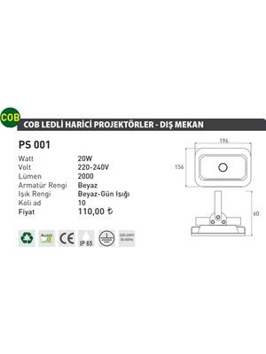 Pause Cob Ledli Dış Mekan Projektör 20W