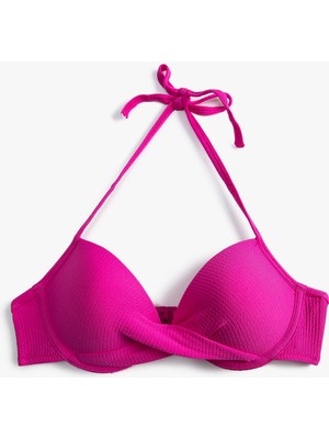 Koton Boyundan Bağlamalı Bikini Üstü Dokulu