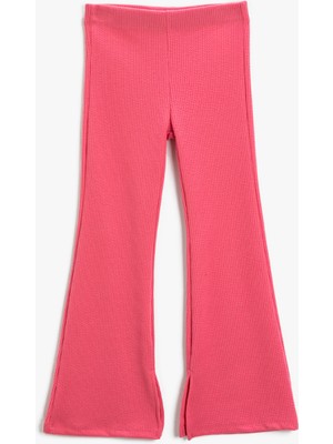 Koton İspanyol Paça Pantolon Yırtmaç Detaylı Ribanalı Beli Lastikli