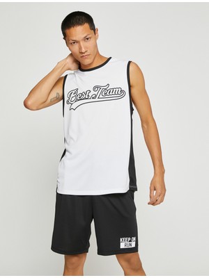 Koton Sporcu Atleti Basketbol Baskılı Kolsuz Bisiklet Yaka Nefes Alan Kumaş