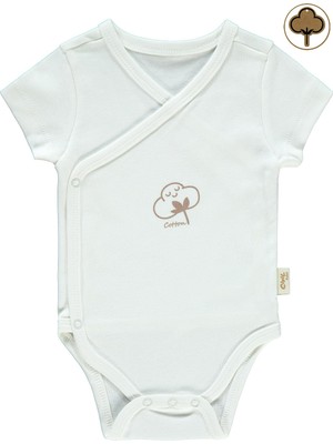 Civil Baby Organik Pamuklu Çıtçıtlı Badi Ekru 0-3 Ay Kısa Kollu Bebek Body